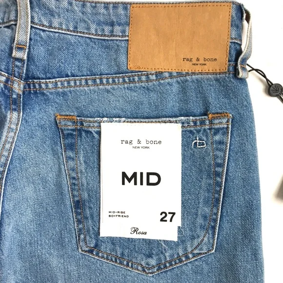 Rag & Bone Rosa Mid-Rise Boyfriend Relaxed Fit Denim Jeans In Jones Wash Size 31 - Picture 9 of 17